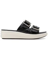 Clarks Women's Drift Buckle Slip-On Slide Wedge Sandals