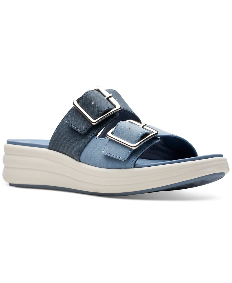 Clarks Women's Drift Buckle Slip-On Slide Wedge Sandals