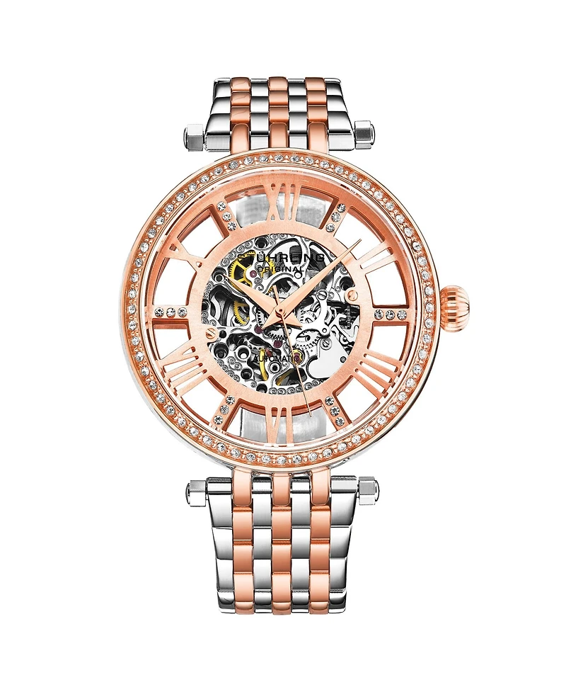 Stuhrling 3944 Delphi Women s Automatic Skeleton Watch 38mm, Silver-tone, Crystal Bezel, Roman Numerals, Stainless Steel Bracelet