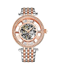 Stuhrling 3944 Delphi Women s Automatic Skeleton Watch 38mm, Silver-tone, Crystal Bezel, Roman Numerals, Stainless Steel Bracelet