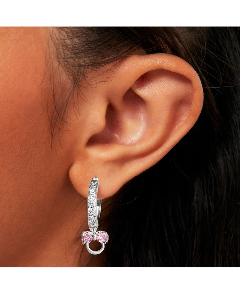 Disney Minnie Mouse Cubic Zirconia Hoop Earrings, Officially Licensed