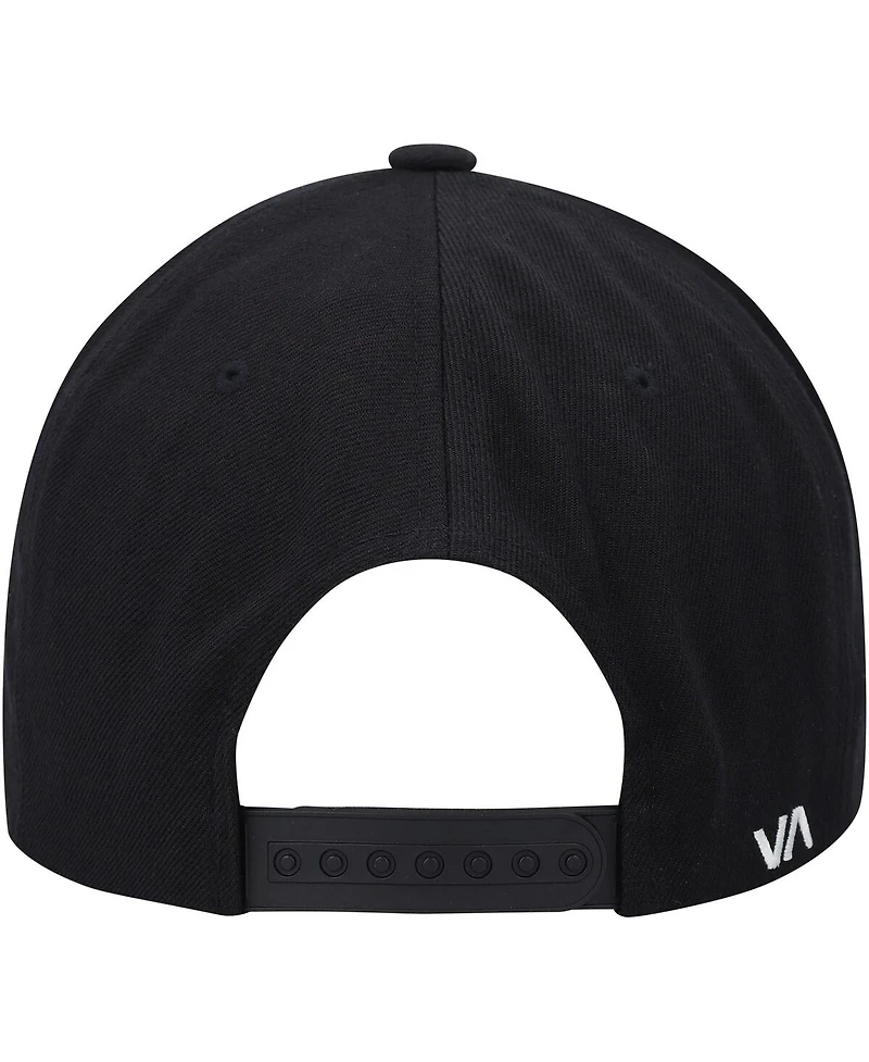 Men's Rvca Black, White Twill Ii Snapback Hat
