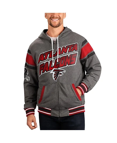 Men's G-iii Sports by Carl Banks Gray, Red Atlanta Falcons Extreme Full Back Reversible Hoodie Full-Zip Jacket