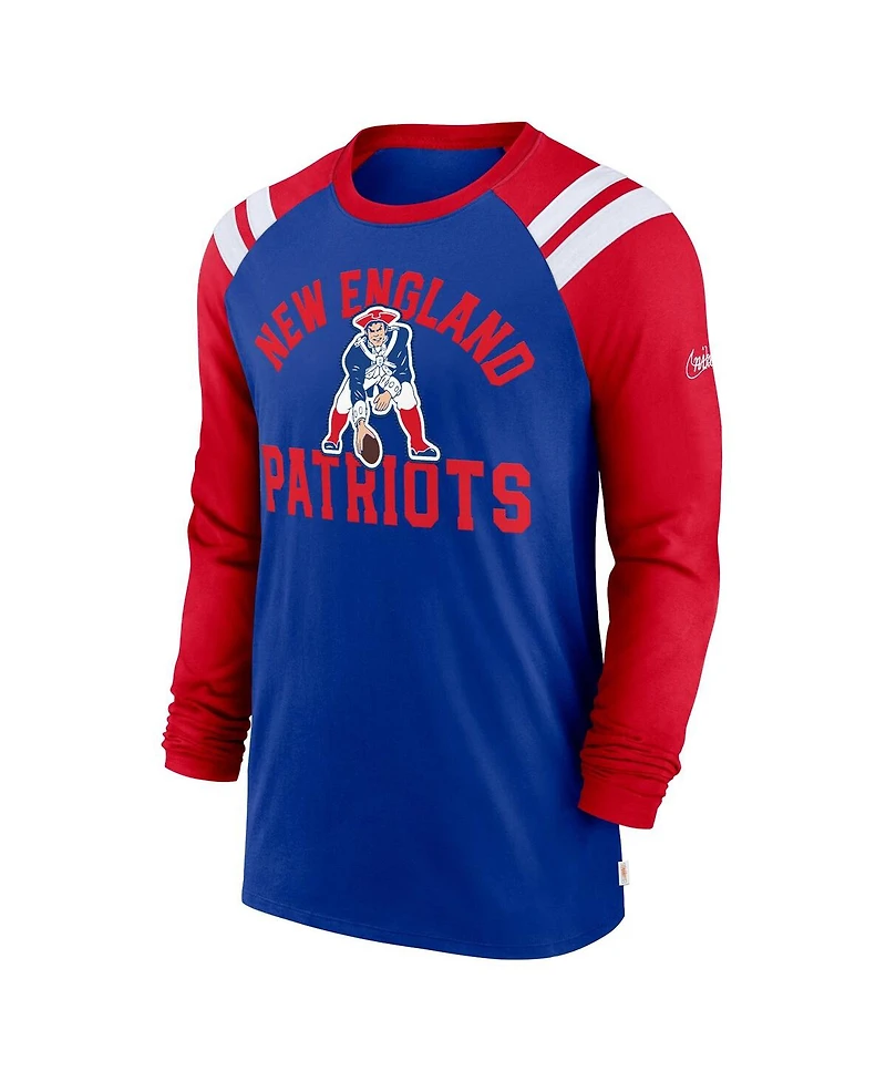 Men's Nike Royal, Red New England Patriots Classic Arc Raglan Tri-Blend Long Sleeve T-shirt