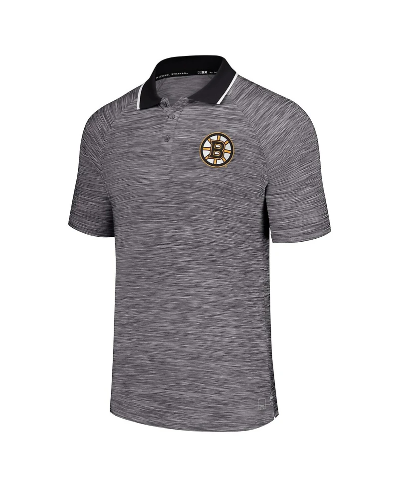 Men's Msx by Michael Strahan Gray Boston Bruins Strategy Raglan Polo Shirt