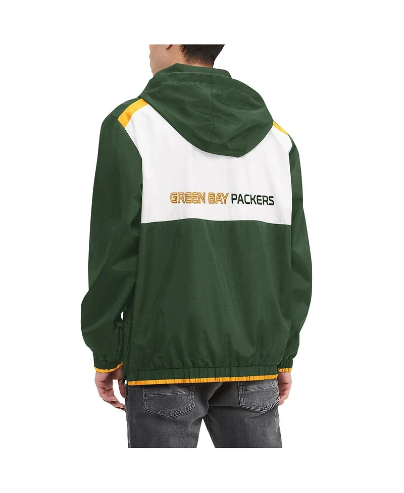 Men's Tommy Hilfiger Green, White Green Bay Packers Carter Half-Zip Hooded Top