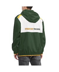Men's Tommy Hilfiger Green, White Green Bay Packers Carter Half-Zip Hooded Top
