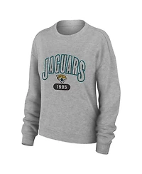 Women's Wear by Erin Andrews Heather Gray Jacksonville Jaguars Knit Long Sleeve Tri-Blend T-shirt and Pants Sleep Set