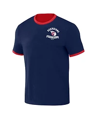 Men's Darius Rucker Collection by Fanatics Navy, Red Distressed Cleveland Guardians Two-Way Ringer Reversible T-shirt