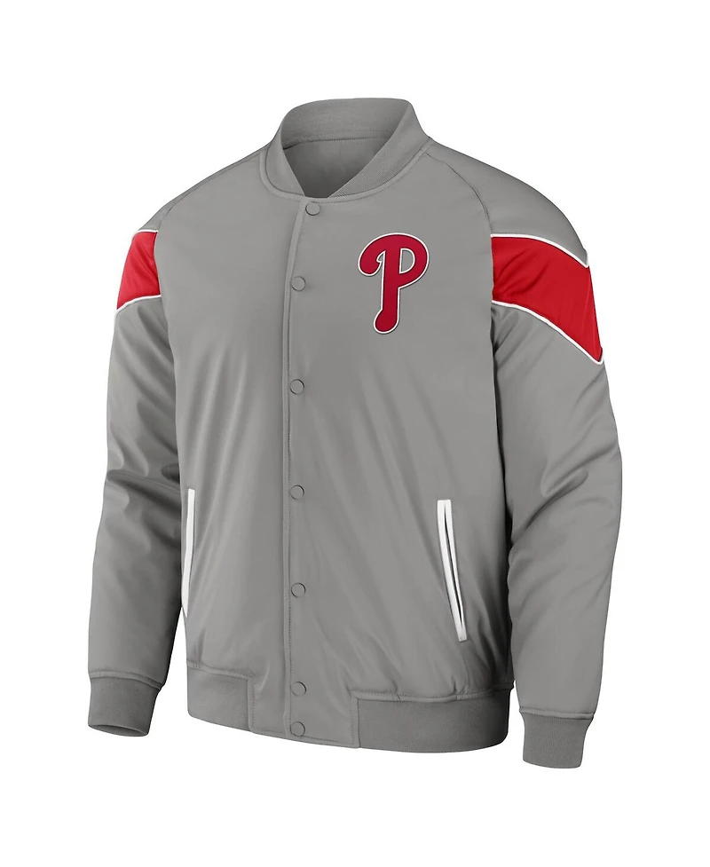 Men's Darius Rucker Collection by Fanatics Gray Philadelphia Phillies Baseball Raglan Full-Snap Jacket
