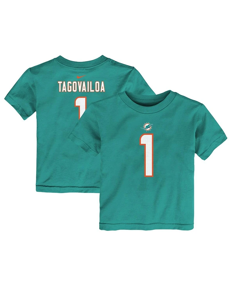 Toddler Boys and Girls Nike Tua Tagovailoa Aqua Miami Dolphins Player Name Number T-shirt