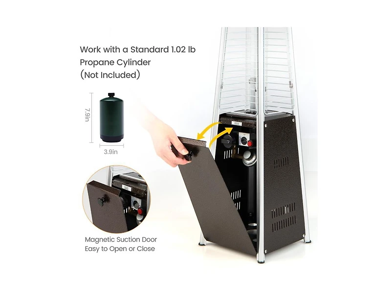 9500 Btu Portable Steel Tabletop Patio Heater with Glass Tube