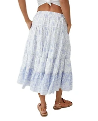Free People Women's Full Swing Printed Tiered Midi Skirt