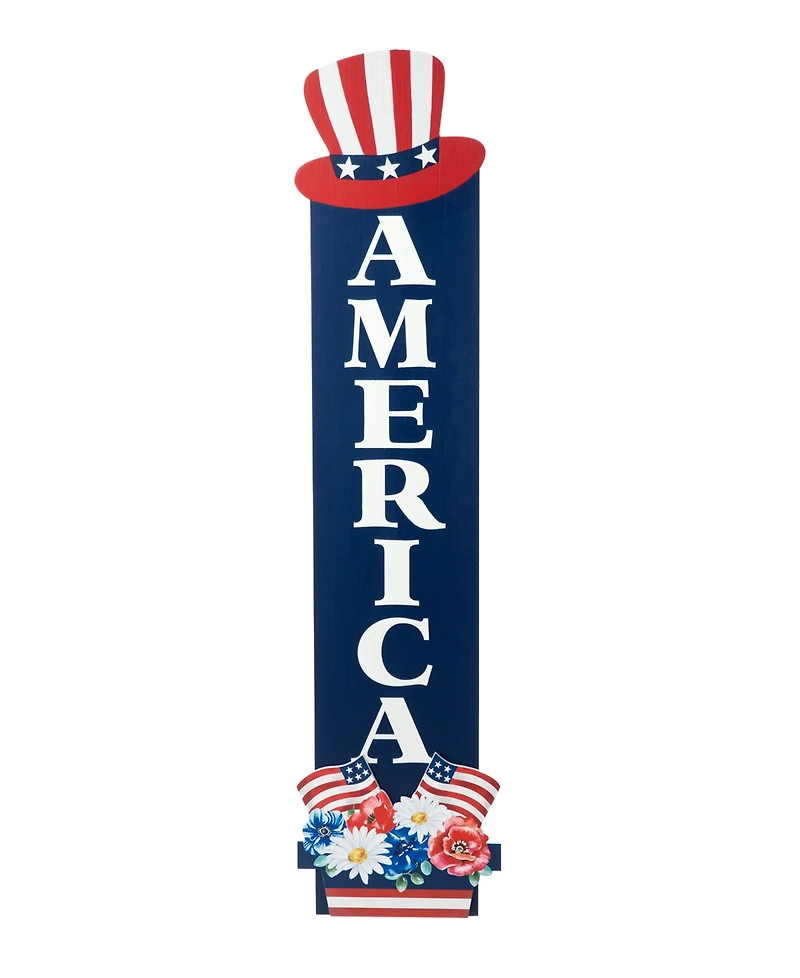 Glitzhome 42" H Patriotic, Americana Wooden America Porch Decor