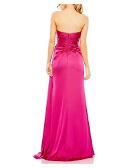 Women's Strapless Embellished Sweetheart Neckline Satin Gown