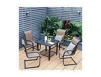 31 Inch Outdoor Fire Pit Dining Table with Cooking Bbq Grate