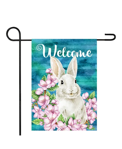 Northlight Welcome Rabbit Floral Easter Outdoor Garden Flag 18" x 12.5"