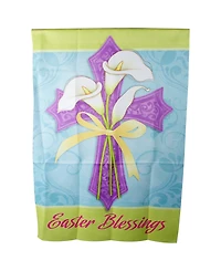 Northlight Easter Blessings Cross and Lilies Outdoor House Flag 28" x 40"