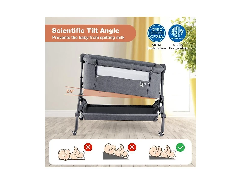 3-in-1 Baby Bassinet with Double-Lock Design and Adjustable Heights