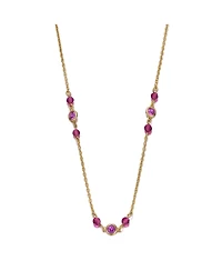 GiGiGirl Elegant Sterling Silver 14K Gold Plated Necklace with Red Sparkling Cubic Zirconia
