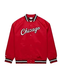 Men's Mitchell & Ness Red Chicago Bulls Hardwood Classics Throwback Wordmark Raglan Full-Snap Jacket