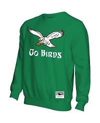 Men's Mitchell & Ness Kelly Green Distressed Philadelphia Eagles Go Birds Pullover Sweatshirt
