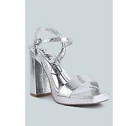 Merengue Textured High Block Heel Sandals