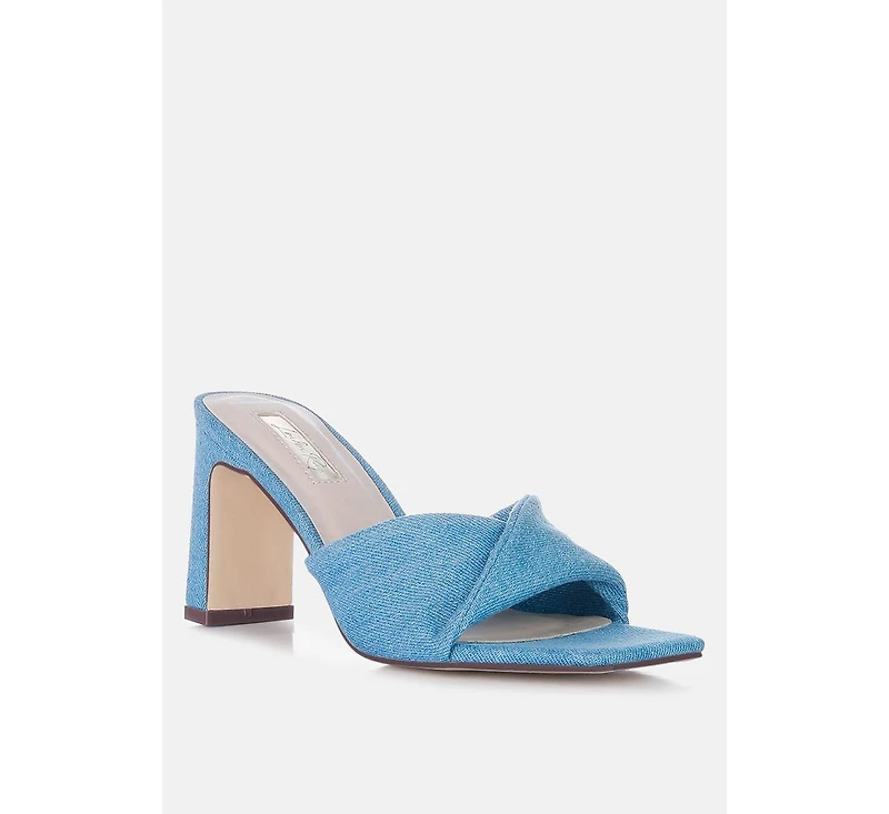 Soft Flirt Italian Block Heel Denim Sandals