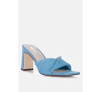 Soft Flirt Italian Block Heel Denim Sandals
