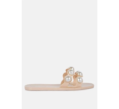 Pearla Faux Pearl Detail Jelly Flats
