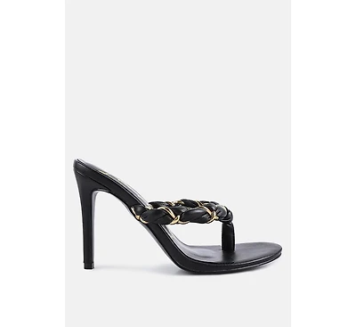 Womens Melodrama Stiletto Heel Braided Thong Sandals