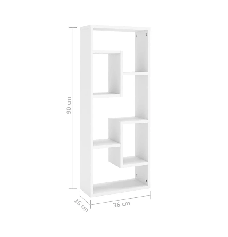 Wall Shelf White 14.2"x6.3"x35.4" Engineered Wood
