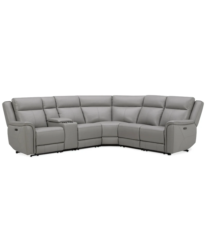 Addyson 117" 6-Pc. Leather Sectional with 2 Zero Gravity Recliners Power Headrests and 1 Console, Created for Macy's