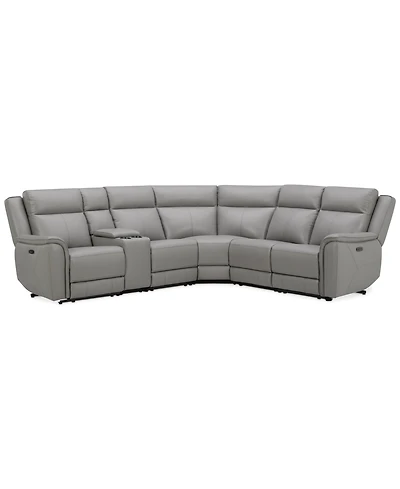 Addyson 117" 6-Pc. Leather Sectional with 2 Zero Gravity Recliners Power Headrests and 1 Console, Created for Macy's