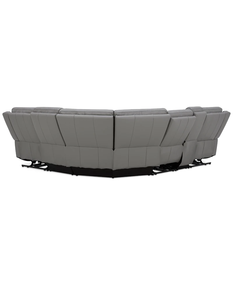Addyson 117" 6-Pc. Leather Sectional with 2 Zero Gravity Recliners Power Headrests and 1 Console, Created for Macy's