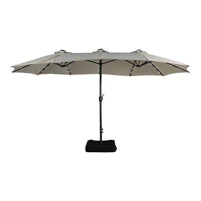 Mondawe 15ft Rectangular Double-Sided Solar Led Outdoor Patio Market Umbrella with Base Included