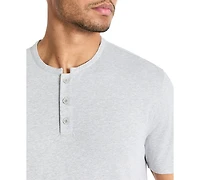 Kenneth Cole Men's 4-Way Stretch Heathered Stand-Collar Pique Henley