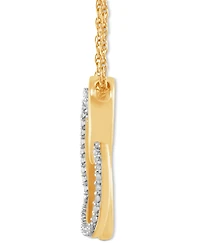 Diamond Diagonal Double Heart Pendant Necklace (1/4 ct. t.w.) in Sterling Silver & 14k Gold-Plate, 16" + 2" extender