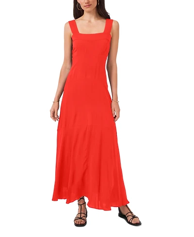 Vince Camuto Women's Challis Square-Neck Smocked-Back Sleeveless Maxi Dress