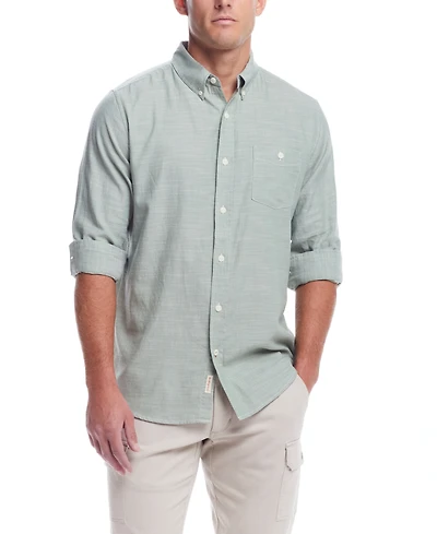 Weatherproof Vintage Men's Long Sleeve Solid Cotton Twill Shirt