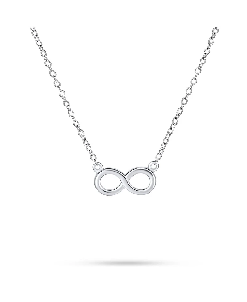 Bling Jewelry Delicate Minimalist Romantic Eternity Figure Eight Symbol Love Knot Sideways Infinity Pendant Necklace Gold Plated .925 Sterling Silver