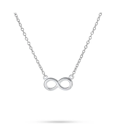 Bling Jewelry Delicate Minimalist Romantic Eternity Figure Eight Symbol Love Knot Sideways Infinity Pendant Necklace Gold Plated .925 Sterling Silver