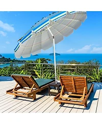8 ft Portable Beach Umbrella with Sand Anchor and Tilt Mechanism for Garden Patio