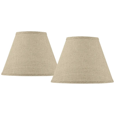 Springcrest Set of 2 Empire Lamp Shades Fine Burlap Small 6" Top x 12" Bottom x 9" Slant Spider Replacement Harp and Finial Fitting