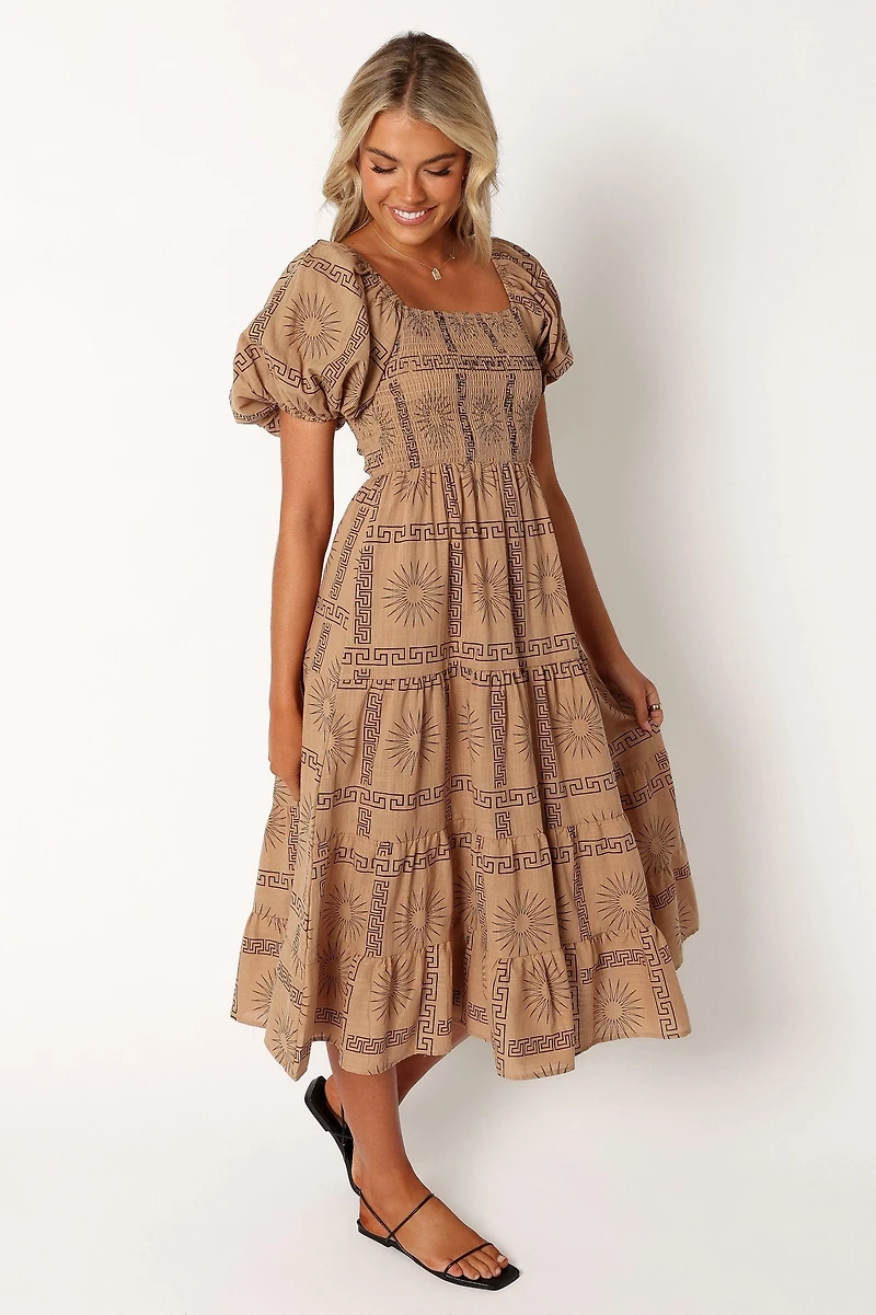 Soliel Puff Sleeve Midi Women's Dress