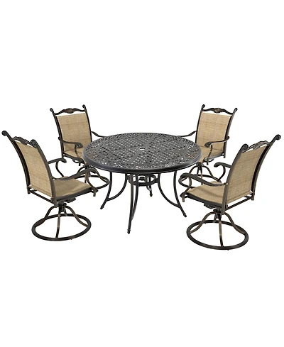 Mondawe 5-Piece Aluminum Outdoor Patio Dining Set with Swivel Armchairs, Brown