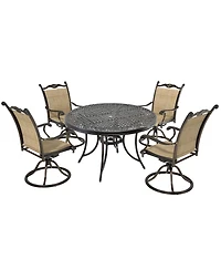 Mondawe 5-Piece Aluminum Outdoor Patio Dining Set with Swivel Armchairs, Brown