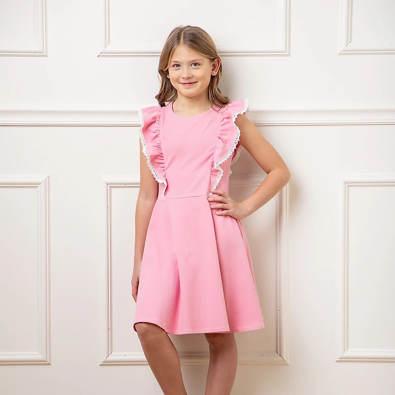Hope & Henry Little Girls Sleeveless Knit Pinafore Dress