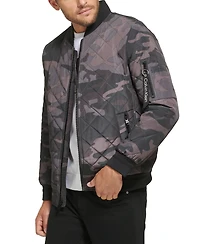 Calvin Klein Men's Quilted Baseball Jacket with Rib-Knit Trim