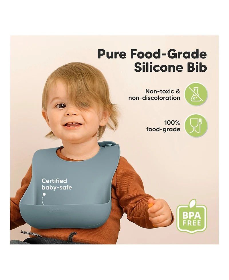 KeaBabies 2-Pack Silicone Bibs for Babies, Food Grade Baby Eating, Feeding, Toddler Bibs, Boys, Girls